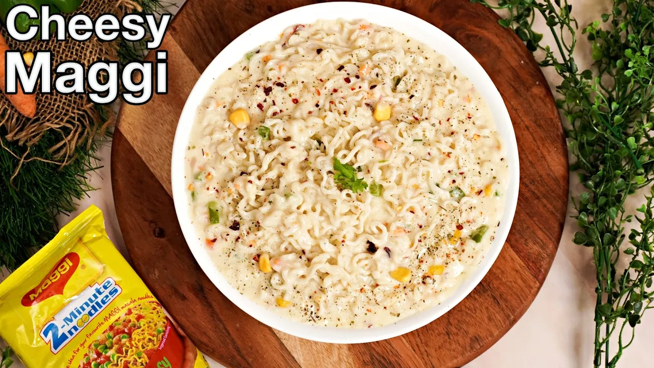 Cheese Maggi - Easy Maggi Recipe   Cheesy White Sauce Maggi