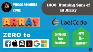 1480 Running Sum of 1d Array Zero to FAANG Kunal Assignment Solution Leetcode Shapnesh
