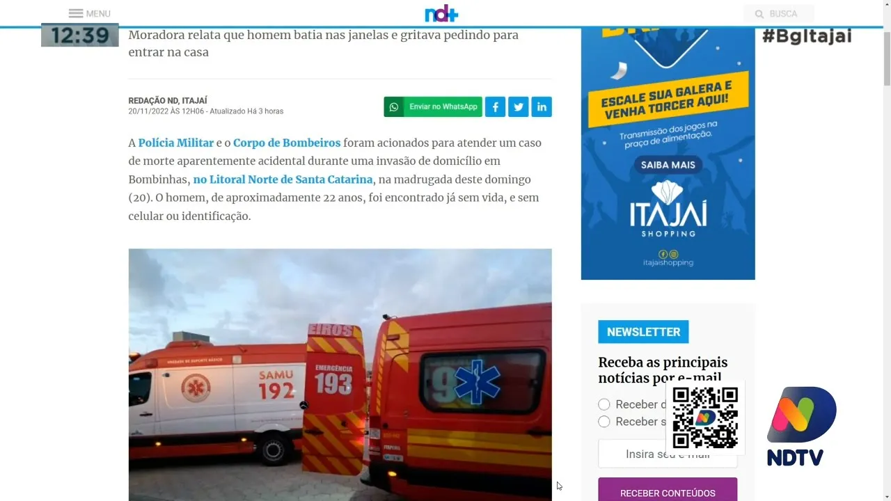 Homem morre após invadir uma casa em Bombinhas