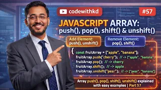 JavaScript Array push pop shift unshift Add Remove Elements Easily Part 57