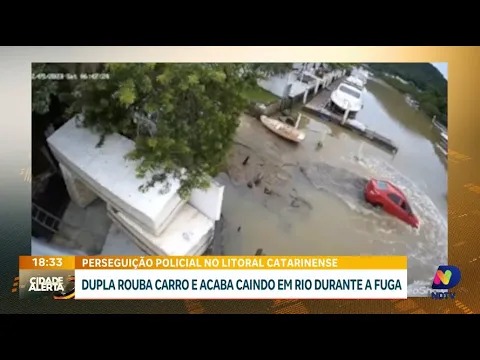 Perseguição policial: dupla rouba carro em Itapema e cai em rio