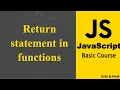 Return statement in functions in JavaScript JavaScript Tutorials