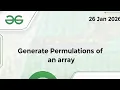 Generate All Permutations of an Array GeeksforGeeks POTD Backtracking In-Place