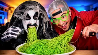 Green noodles for monster! 👻