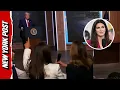 Watch CNN s Kaitlan Collins mic BLOCKED by fellow reporter