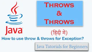 Throw and Throws keyword for Exception Handling in Java Hindi With Example