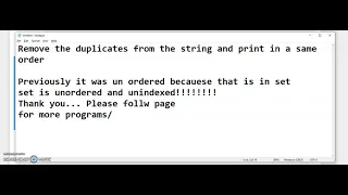 Remove Duplicates from String Python Programming Python Interview Programs