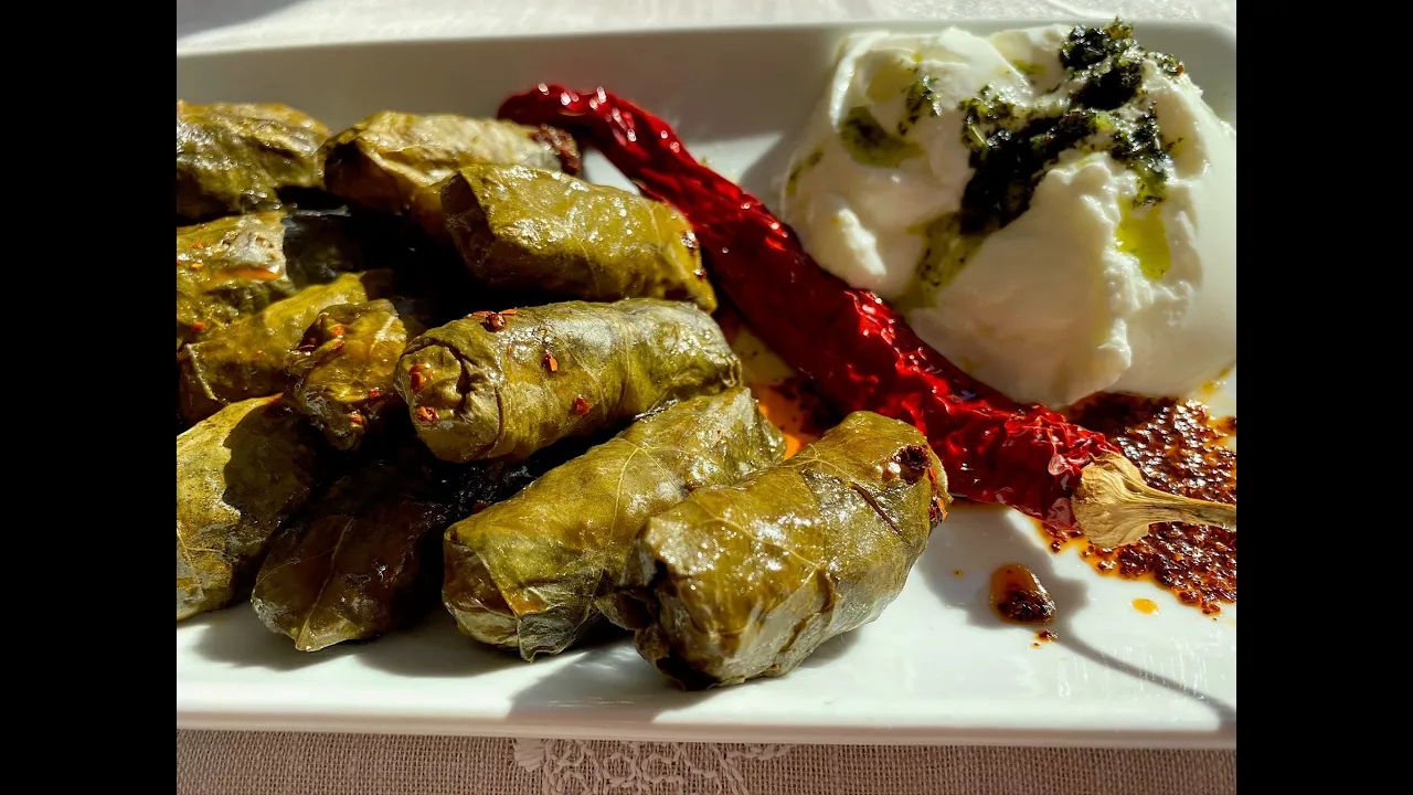 BEEF-STUFFED VINE LEAVES: AND THE TECHNIQUE OF PICKLING VINE LEAVES