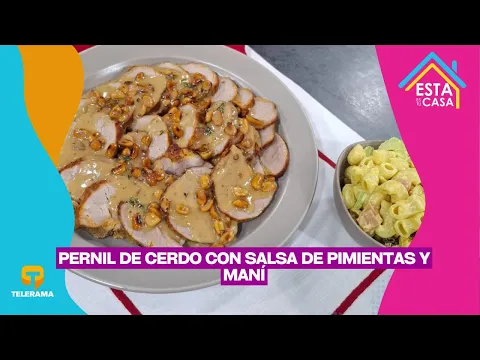 Pernil de cerdo con salsa de pimientas y maní