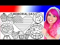Coloring Memorial Day Summer Coloring Pages BBQ Pool American Flag Cupcakes Beach Ball
