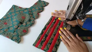 जितना खूबसूरत है ये ब्लाउज डिजाइन इसे बनाना भी उतना ही आसान है || beautiful and simple blouse design