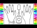 How to Draw NAIL POLISH for Kids Nail Polish Drawing Nail Polish Coloring Pages for Kids