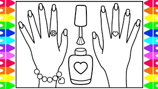 How to Draw NAIL POLISH for Kids Nail Polish Drawing Nail Polish Coloring Pages for Kids