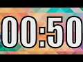 50 seconds timer with Colorful background 50 seconds countdown with alarm sound at the end