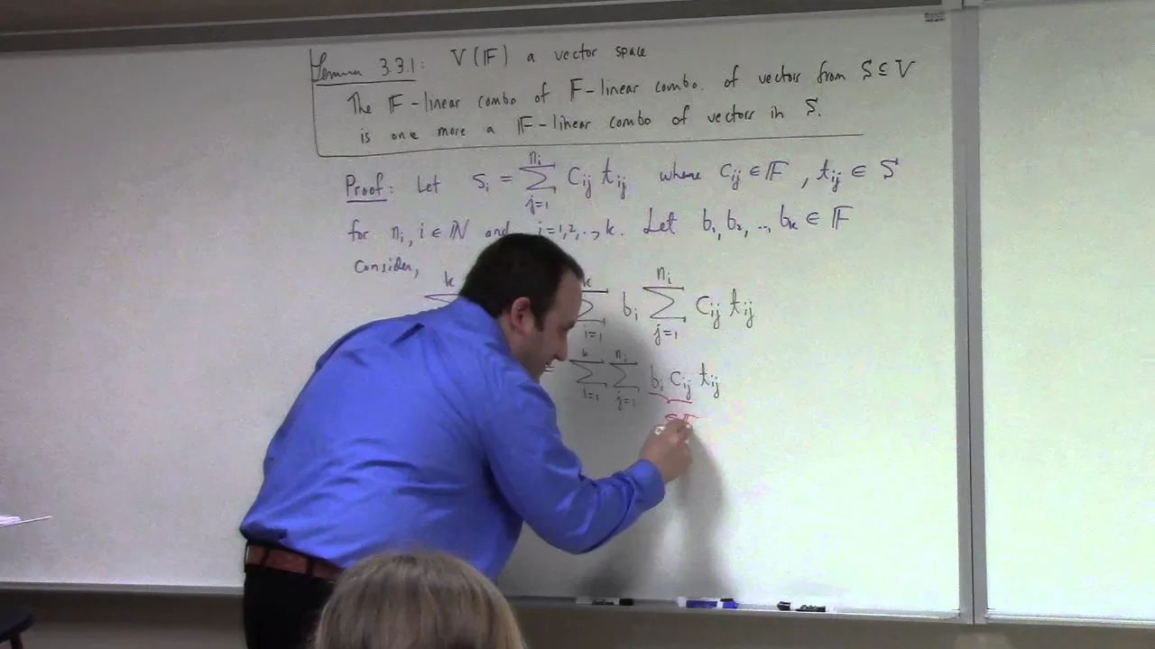Linear Algebra: Feb 8, span theorem, linear independence (LI), basis defined