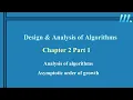 Design Analysis Algorithms Ch2 Pt 1 Algorithmic Efficiency analysis