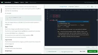 Hackerrank Python Solution Math - Python Mod Divmod