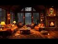 Download Lagu Cozy Room Ambience with Gentle Night Rain 🔥 Warm Jazz \u0026 Fireplace Sounds for Relax, Study, Sleep