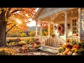Download Lagu Cozy Autumn Porch Views 🍁 White Cottage with Pumpkins, Flowers \u0026 Relaxing Fall Ambience