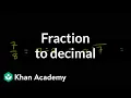 Fraction to decimal Decimals Pre-Algebra Khan Academy