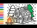 How to Draw a Cozy Winter House Relaxing Step-by-Step Tutorial Satisfying Coloring