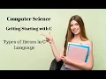 2nd Year Computer Science Ch 8 Pg 170 171 Types of Errors in C Language