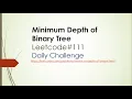 Minimum Depth of Binary Tree Leetcode 111 leetcode solution