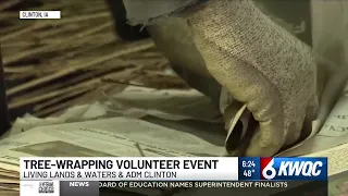 ADM Clinton Living Lands Waters hold tree-wrapping volunteer event