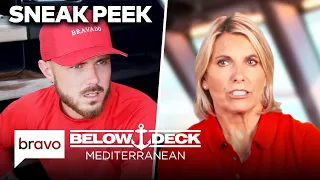 sneak peek captain sandy explodes after guest drives the tender below deck med s10 e10 bravo