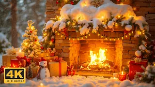 Christmas Music Fireplace Snow Falling Cozy Christmas Fireplace Instrumental Christmas Ambience 