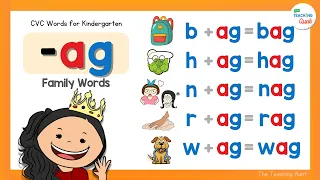 CVC WORDS FOR KINDERGARTEN AG Word Family Learn How To Read Reading 3 Letter Words 