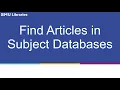 Find articles in subject databases