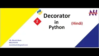 Python Tutorial in Hindi How to Use Decorator in Python-3 Hindi Manish Nain