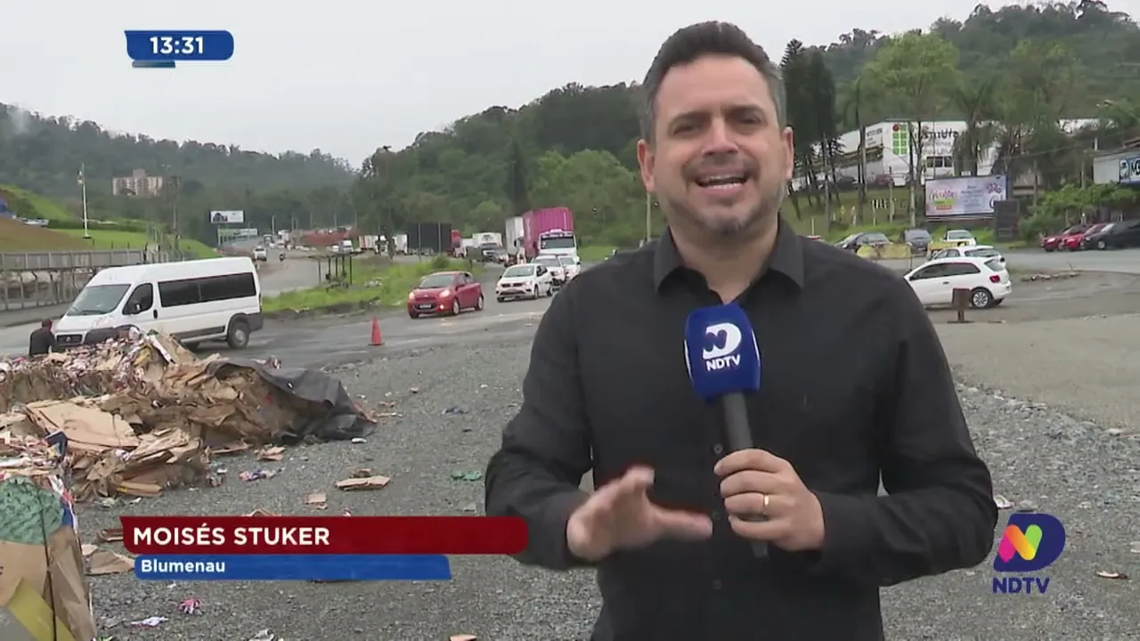 BR-470: falta de sinalização em trecho de obra provoca acidente