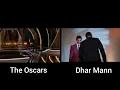 Dhar Mann and The Oscars Will Smith slap split screen