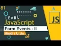 JavaScript Form Events Tutorial - II in Hindi Urdu