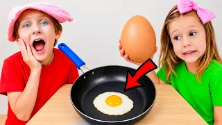 Nastya und ihre Freunde spielen mit einem magischen Fisch