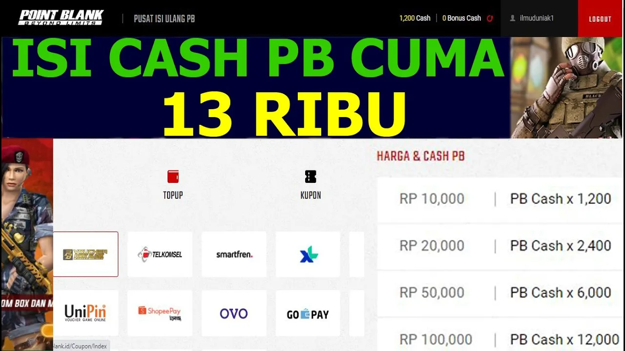 TUTORIAL Isi Cash PB GARENA +50% menggunakan Voucher Garena dari INDOMOG