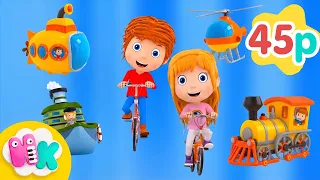 Közlekedési Eszközök 🚚🚗 A legjobb járműves dalok gyerekeknek: Traktor, Autó, Vonat... | HeyKids