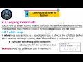Looping Constructs in Python Ch Lec 2 For While Nested Loops -
