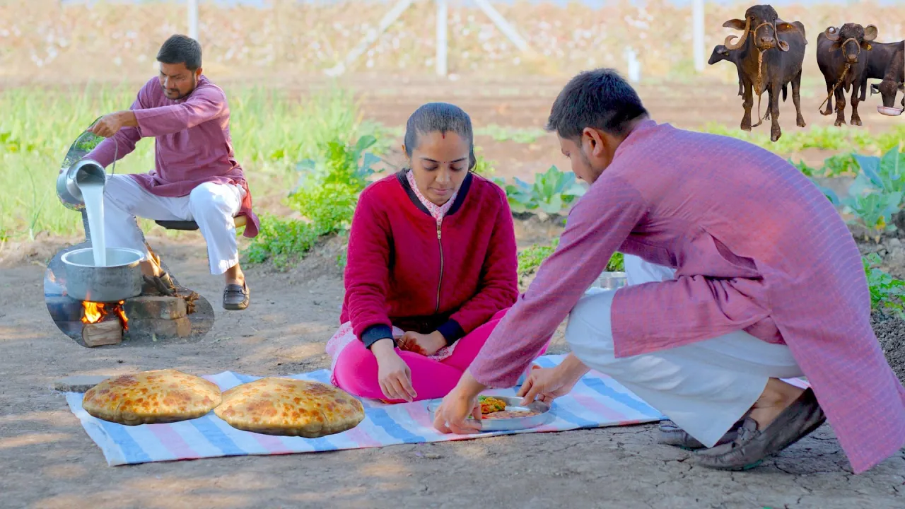 Cooking Paneer Bhurji and Paratha for My Wife   Indian Village Cooking