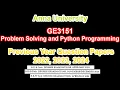 GE3151 Problem solving and python Programming Old Question paper Anna University December 2024