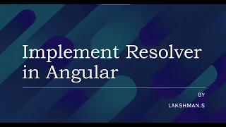 Implement Resolver in Angular