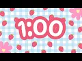 Sweet Strawberry Countdown 1 Minute Timer Cute Aesthetic Checkered Background