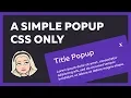 Simple Modal Window or Popup Using HTML CSS Only