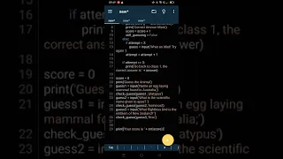 Making an animal quiz using python code language