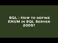 SQL How to define ENUM in SQL Server 2005