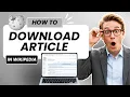How To Download an Article in Wikipedia Tested
