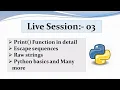 print Function in Python Escape Sequences in Python Basics of Python