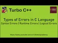 Types of Errors in C Language Syntax Errors Runtime Errors Logical Errors